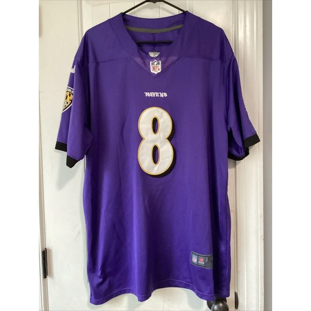 Lamar Jackson #8 Ravens Stitched Alternate Black Color Rush Jersey XL